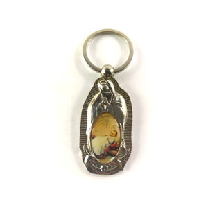 Mother Mary Keychain Silver Tone Religous
